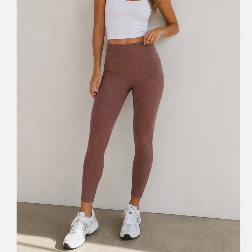 Girlfriend Collective Rib High Rise Leggings Brown Size S